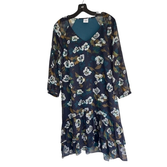 Cabi Dress Women Small Green White Pirouette Floating Floral Flower Preppy Bloom - Picture 2 of 12